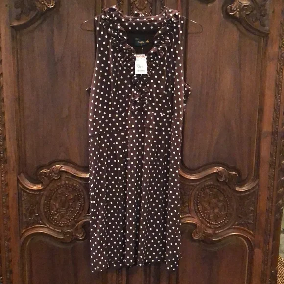 brown polka dot sleeveless dress The Connect The Dots Sleeveless Mini Dress Medium / Brown